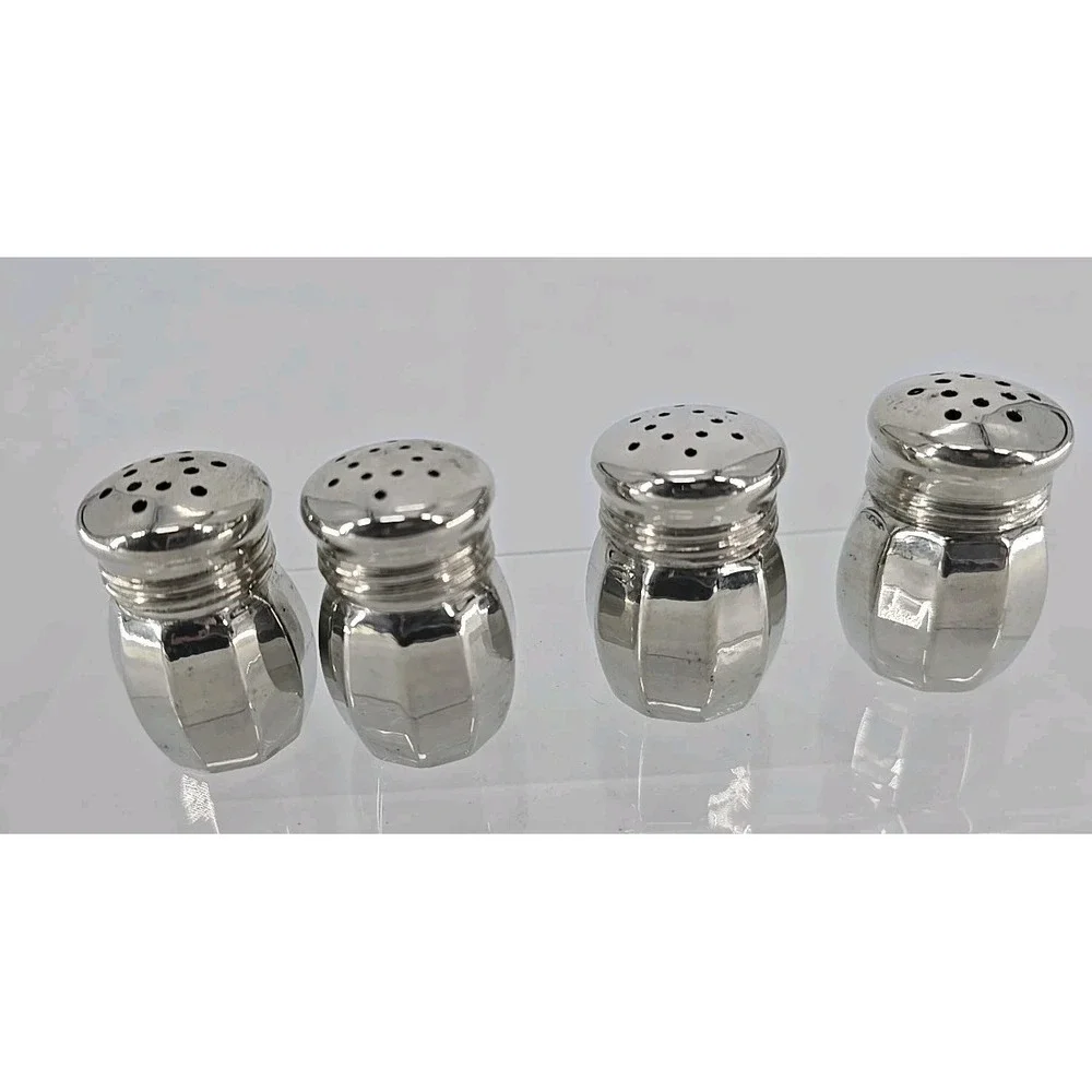 4 Lot Set of Vtg Empire Pewter Salt & Pepper Mini‎ Salt / Pepper Shakers